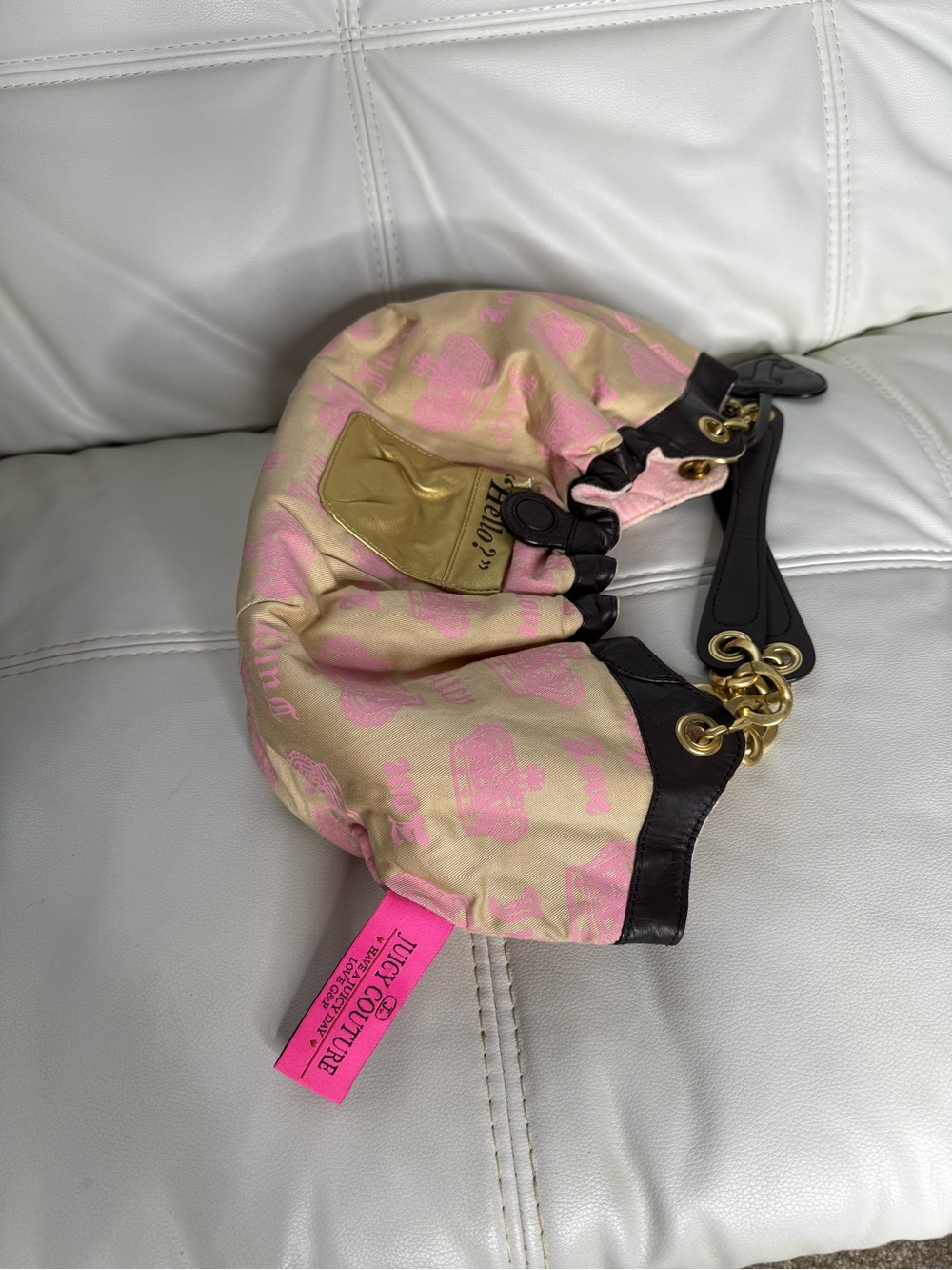 Juicy Couture Pink 'Juicy Royal' Embroidered Shoulder Bag with Gold Hardware - Picture 16 of 16